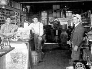 Pictured left to right: James, Henry and John Jr. in the family hardware store, about 1900.