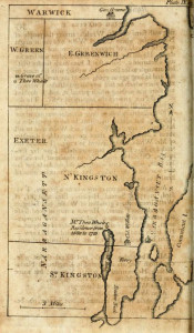 Map showing the Whaley home site and grave site near Narragansett Bay, Rhode Island