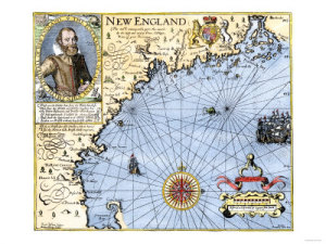 1609 Map of New England, by John Smith, the founder of Jamestown colony in Virginia. The pilgrims almost certainly had this map on the Mayflower.) 