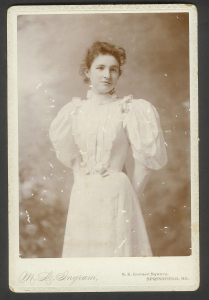 Pictured: Bertha at graduation from Drury College; 1895, Springfield, MO 