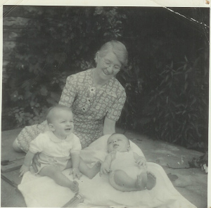 Bertha with grandsons John Whitelaw  (on left) and Bill Whitford, 1940, De Soto, Kansas
