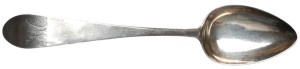 Silver spoon, c. 1780, made in Philadelphia from melted down silver coins