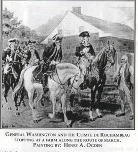 This picture shows General Washington in Rhode Island in 1780. However, according to W.D. Love, Washington passed the Love homestead in either 1776 or 1781 (p. 36).