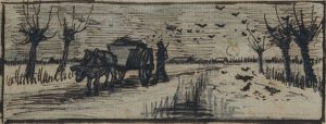 Ox cart in snow, Vincent Van Gogh, 1884