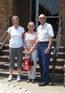 Nancy Whitelaw, Ph.D. and Vice President, National Council on Aging, Olin Love's granddaughter; with Evie Elems, and Stan Elems, M.S., biology professor, and grandson of Lewis Love. Photo by Susan Love Whitelaw, Livingston CA Historical Society, 2009