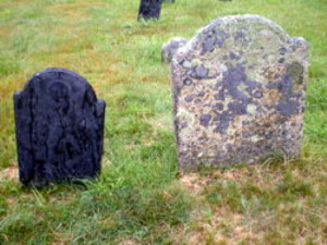 Adam Love gravestone on right, Mary Love’s gravestone on left.