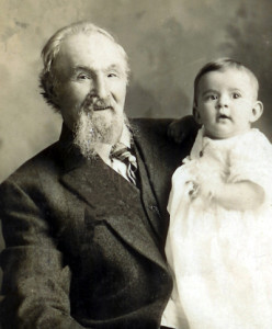 Amos Beach and his great granddaughter Alvis Love, my mother, in 1912, Woodburn, Oregon.